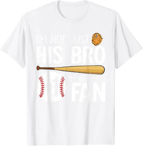 Vista 73 de Camiseta Baseball Brother I'm Not Just His Bro I'm His Number One Fan, Negro
