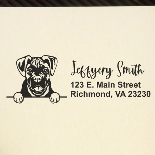 Vista 75 de American Bulldog Stamp Duo, Custom Return Address for Dog Lovers, Personalized Mail Mark for Letters and Cards