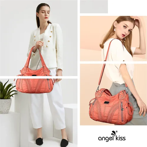 Vista 6 de Monederos y bolsos de mano de moda para mujer, bolsos de hombro con asa superior, bolsos de cuero sintético