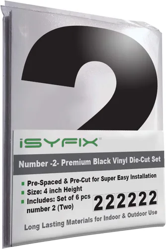 Vista 74 de iSYFIX Calcomanías de vinilo negro con el número 7 (siete), paquete de 6 calcomanías autoadhesivas de 7 pulgadas, calcomanías troqueladas y Negro