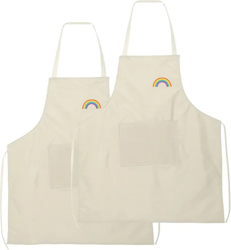 Vista 12 de HARFINGTON Delantal de cocina unisex para restaurante no ajustable, lavable, con 2 bolsillos