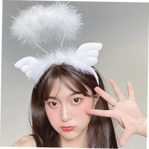 Vista 7 de OSALADI 3 Pcs Angel Headband Fabric Christmas Issue Card White Girl