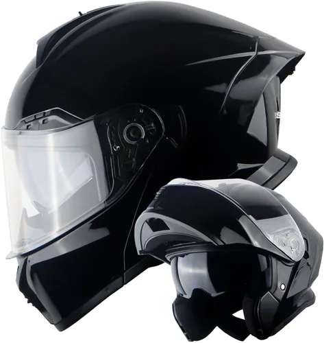 Vista 21 de 1Storm Nuevo Casco Modular de Motocicleta con Visera Dual, Protección Solar Completa y Luz Trasera LED Recargable: LED-X90 Flecha Azul