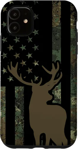 Vista 7 de Funda de camuflaje para iPhone 13 con diseño de alce y caza de bandera americana