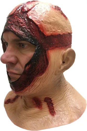 Vista 2 de Máscara de capucha con sangre de látex, película de terror de Halloween, máscaras de disfraz de Jason