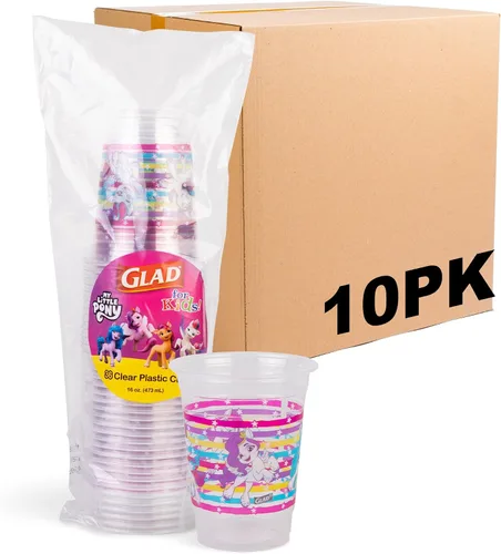 Vista 7 de Glad My Little Pony - Vasos de plástico desechables transparentes para niños, divertidos, resistentes, aptos para niños, vasos de plástico para uso