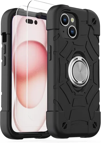 Vista 34 de KCJ Funda para iPhone SE 2022/2020, iPhone 8/7/6/6S, con [2×Protectores de Pantalla][Soporte de Anillo] Silicona Suave+PC Duro Protección Completa