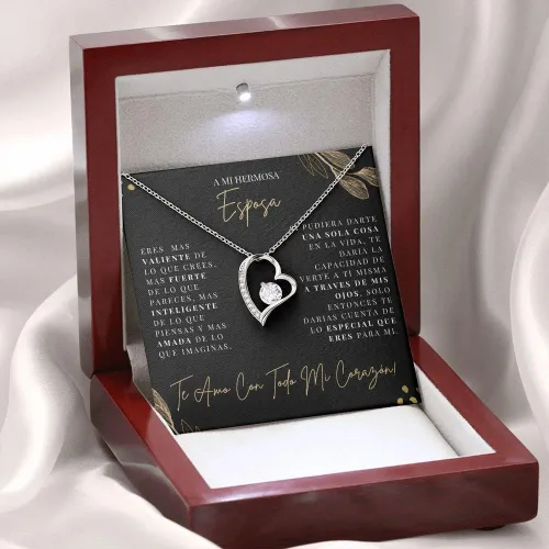 Vista 2 de LEXPO Para Mi Hermosa Esposa - Collar Regalo Personalizado Para Esposa, Novia, Pareja, Amor, Aniversario, Cumpleaños, Celebración - FL129