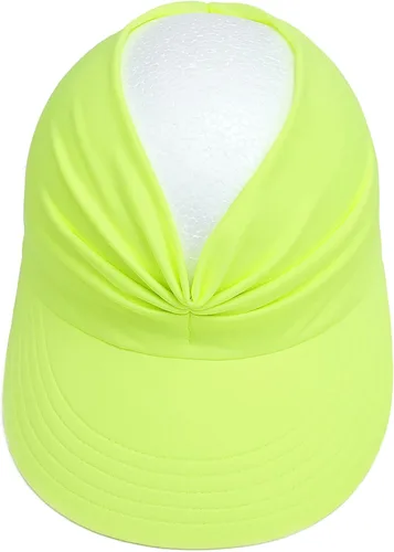 Vista 4 de Visera solar para mujer, visera ancha, protección UV, visera plegable, gorra de playa para cola de caballo