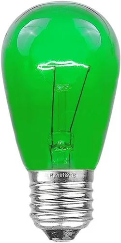 Vista 4 de Novelty Lights Paquete de 25 focos S14 para patio al aire libre con base Edison de repuesto, E27 de tamaño mediano, multicolor, 11 vatios