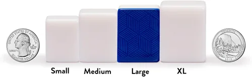 Vista 9 de Yellow Mountain Imports Juego de mahjong chino, "Azure Fortune" con 146 azulejos grandes, caja de aluminio, indicador de viento y dados, sin números