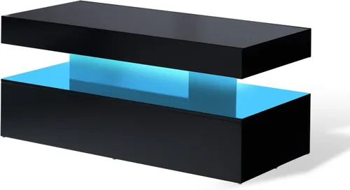 Vista 9 de AMERLIFE Mesa de centro LED de alto brillo de 40 pulgadas con Negro