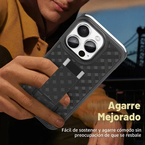 Vista 7 de Fingic Compatible con iPhone 15 Pro Funda con clip para cinturón, soporte