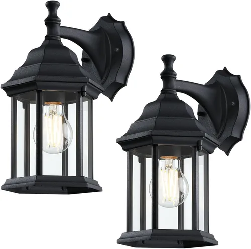 Vista 9 de LIT-PaTH Farol de pared para exteriores, aplique de pared como accesorio de iluminación de porche, base mediana E26 máximo 60 W, carcasa de aluminio