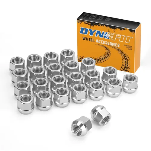 Vista 12 de dynofit Tuercas de llanta de 1/2 pulgada a 20 compatibles con Ford Ranger Mustang Jeep Grand Cherokee Wrangler, 20 tuercas cromadas de 1/2 x 20