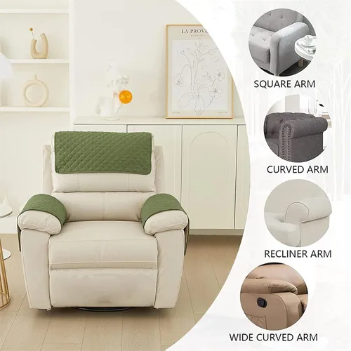 Vista 3 de Funda para reposabrazos de sofá, resistente al agua, para reposacabezas de sofá de 1/2/3 plazas, acolchada, antideslizante, extraíble, protector