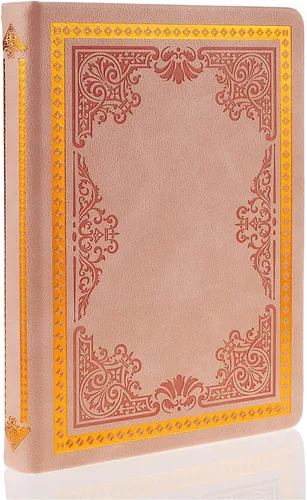 Vista 10 de Mazeran Diario vintage, tapa dura de piel sintética, cuaderno de escritura retro en relieve, agenda personal con forro universitario, 5.5 x 7.7