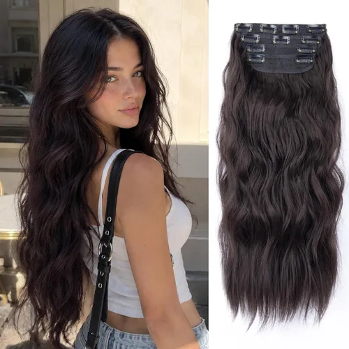 Vista 25 de Extensiones de cabello lacio con clip, suaves y gruesas (20 pulgadas, 4 unidades, 16H613#)