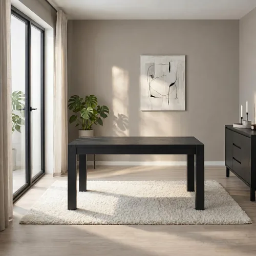 Vista 9 de NTC Block - Mesa de comedor moderna de 55 pulgadas, mesa rectangular para comedor, muebles de sala de estar, montaje sin esfuerzo, negro quemado