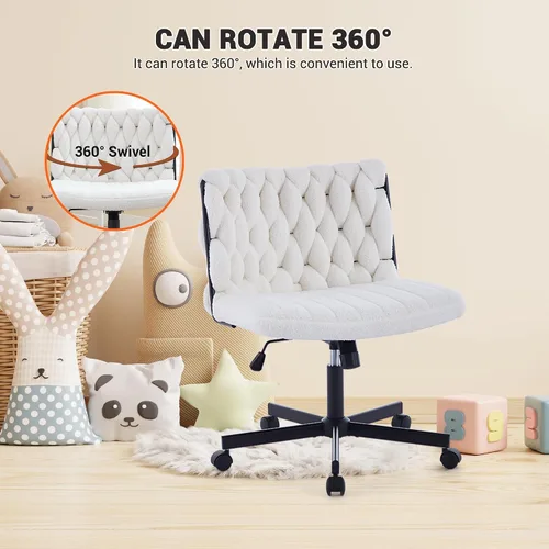 Vista 6 de Silla de oficina giratoria moderna, silla de escritorio sin brazos con diseño cruzado con asiento de 25.5 pulgadas de ancho, capacidad de 300