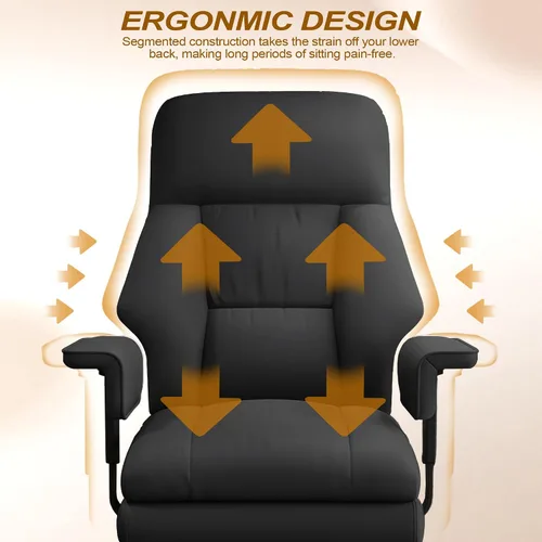 Vista 5 de Silla de oficina ejecutiva con ruedas, sillas de escritorio ergonómicas de piel sintética con reposapiés, respaldo alto, sillas