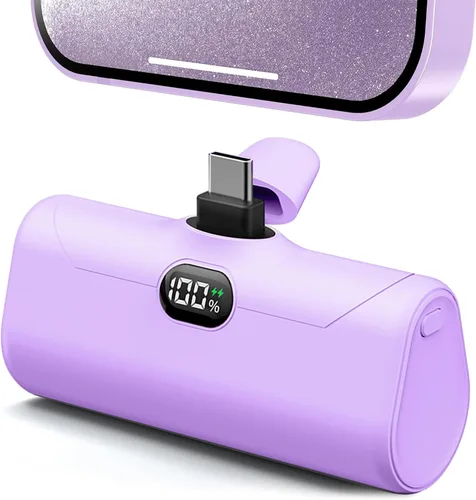 Vista 8 de Pequeño banco de energía USB C con soporte plegable para iPhone 17/Samsung Galaxy S25, cargador portátil del tamaño de la palma cargador de batería