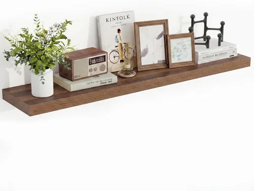Vista 19 de Acovy Estantes flotantes de 16 pulgadas, estantes flotantes de 16 x 9.25 x 1.5 pulgadas de profundidad para pared, estantes de madera para baño