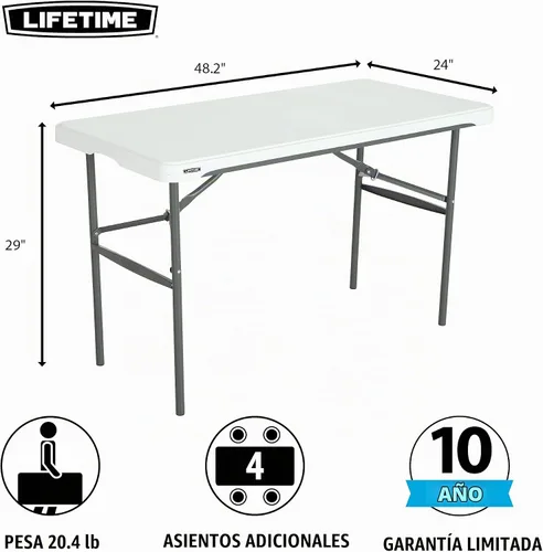 Vista 3 de LIFETIME 280478 Mesa plegable comercial de anidación, 4 pies