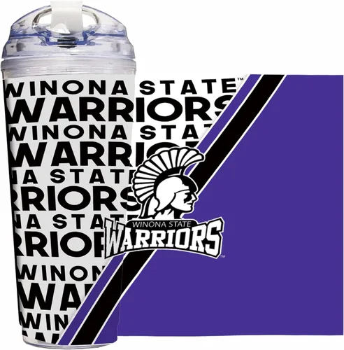 Vista 96 de Rico Industries Taza acrílica NCAA estándar de 24 onzas con tapa con bisagra, taza de doble pared oficialmente licenciada con pajita