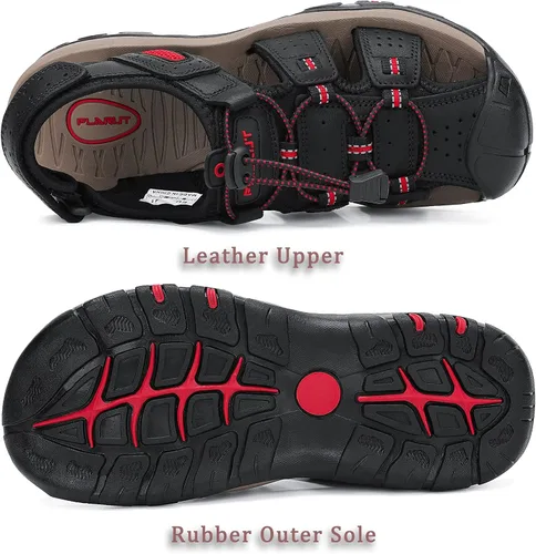 Vista 5 de FLARUT - Sandalias deportivas para hombre, sandalias para senderismo y exteriores, sandalias casuales, punta cerrada, de cuero, atléticas, ligeras