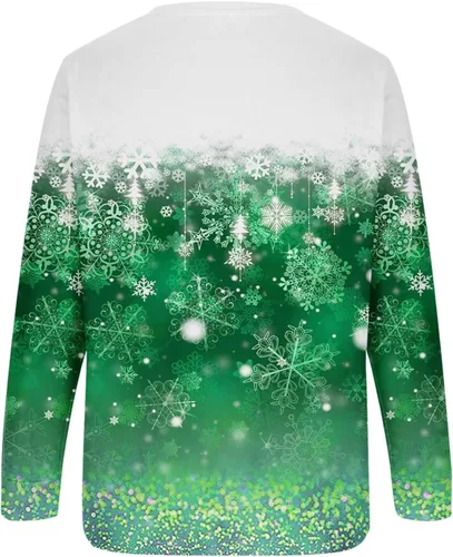 Vista 5 de 2023 Casual Trendy Crewneck Shirts for Women Christmas Sparkly Snowflake Graphic Pullover Tops Comfy Long Sleeve Top