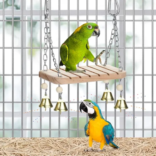 Vista 4 de Juguetes para columpio y perca para jaulas de pájaros, hamaca colgante, escalera de escalada, perca de pie Se adapta a periquitos, conures