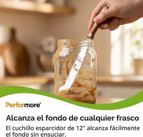 Vista 9 de Performore 2 cuchillos esparcidores, cuchillo de mantequilla de maní de 12 pulgadas que funciona muy bien con frascos y cuchillo corto de 5