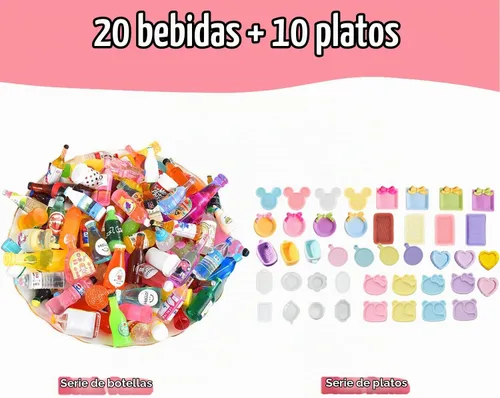 Vista 5 de 150 piezas de comida en miniatura, bebidas, botellas, accesorios para casa de muñecas, 1:12, mini cosas, juego de juguetes, cocina simulada, juego