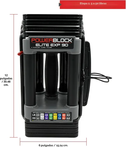 Vista 6 de PowerBlock Elite EXP - Mancuernas ajustables, se venden en pares, etapa 1, mancuernas de 5 a 50 libras, construcción de acero duradero