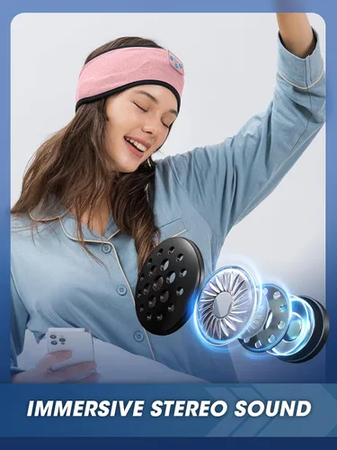 Vista 5 de Auriculares para dormir, inalámbricos, diadema Bluetooth, cómoda máscara de ojos para dormir, diadema deportiva, accesorios tecnológicos, regalos