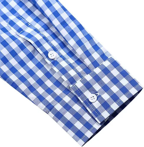Vista 5 de KOJOOIN Camisas de manga larga para hombre Oktoberfest, camisa a cuadros bávaros alemanes con botones, color azul, talla L, Azul