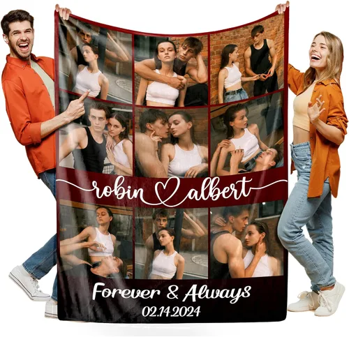 Vista 11 de Manta personalizada con foto, manta de collage personalizada con tu propia imagen, fabricada en Estados Unidos, regalo para ella, él, mujeres