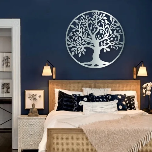 Vista 6 de Arte de pared de metal árbol de la vida, arte de pared de árbol genealógico, decoración de pared de metal, adornos de pared, decoración del hogar