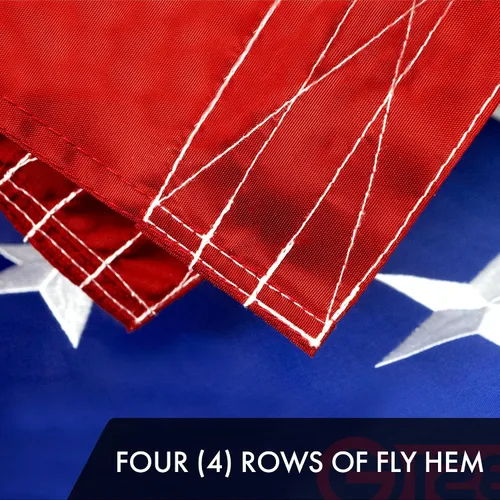 Vista 5 de G128 Bandera de Estados Unidos 6 x 10 pies, serie ToughWeave bordada de poliéster 300D, bandera de país, estrellas bordadas, rayas cosidas