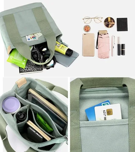 Vista 7 de Bolso pequeño con cremallera para mujer, bolso de lona con bandolera, bolso de hombro, bolso de mensajero, bolso tipo hobo 2025 de Halemet
