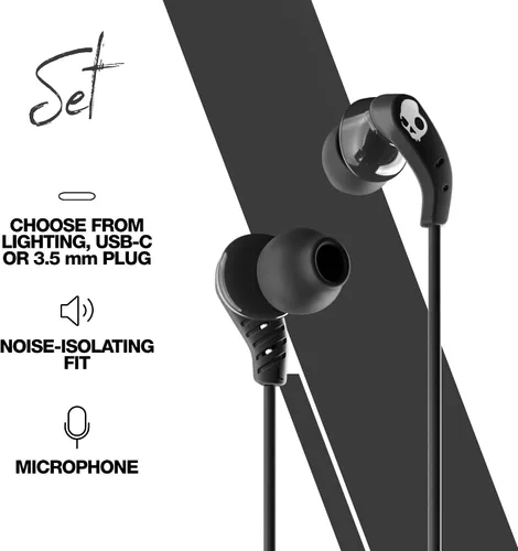 Vista 3 de Skullcandy Set Auriculares USB-C con Cable con Ajuste de Aislamiento de Ruido, Micrófono Integrado, Control de Llamadas y Pistas para iPhone