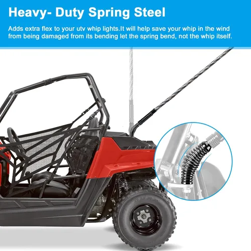 Vista 3 de 1 pieza de luces de látigo con base de resorte, base de resorte de látigo LED de liberación rápida para ATV, resorte de látigo de ATV para UTV, ATV