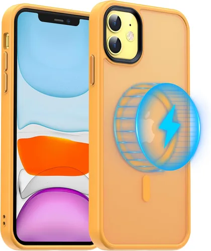 Vista 12 de Meifigno Funda magnética para iPhone 11, [protección de grado militar y compatible con Magsafe], policarbonato mate translúcido con teclas