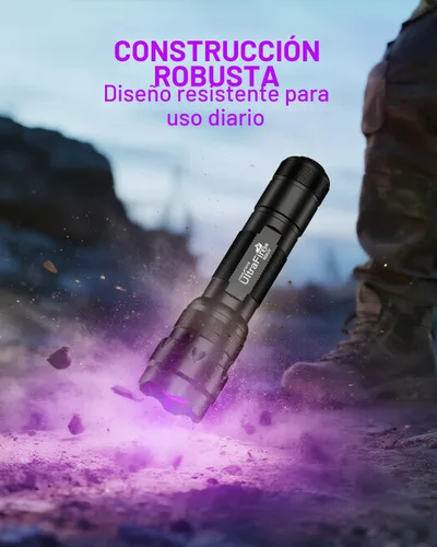 Vista 7 de Ultrafire UV Linterna de luz negra LED 395-405 nm para curado de pegamento UV, Detector de fugas, Detector de orina de mascotas