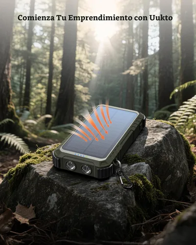 Vista 7 de Power-Bank-Solar-Cargador 45800mAh de Carga Rápida con 3 Cables Integrados, Linterna LED, Batería Externa Portátil Compatible con iPhone, Android