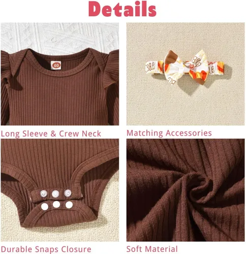 Vista 109 de Aalizzwell Conjunto de mameluco acanalado para bebé recién nacido prematuro para otoño e invierno