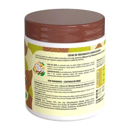 Vista 3 de Salon Line - Linha SOS Cachos (Oleo de Coco) - Mascara de Hidratacao Intensa 500 Gr - Colección (SOS Curls (Aceite de Coco) - Mascarilla Hidratante