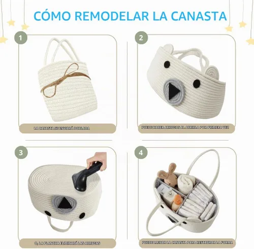 Vista 5 de DECOMOMO Cesta de oso de peluche, cesta grande para pañales