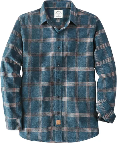 Vista 44 de Dubinik® Camisa de franela, para hombre, de manga larga, a cuadros, suave, 100% algodón, informal, con botones, ajuste regular Gris Negro